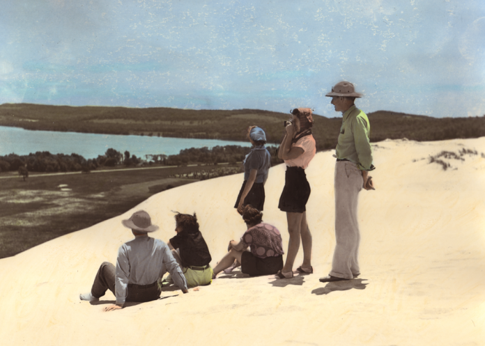 Vintage illustration of Michigan Sand Dunes
