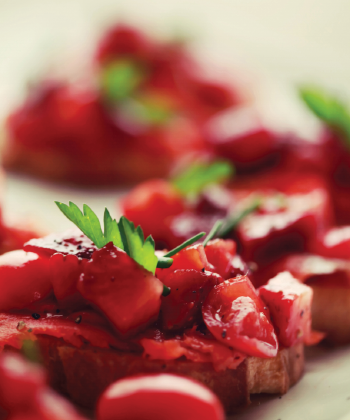 Salmon & Strawberry Salsa Crostini