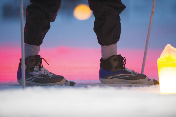 Luminarias Light the Way Luminarias light the way during a special night ski at Metamora-Hadley State Park.