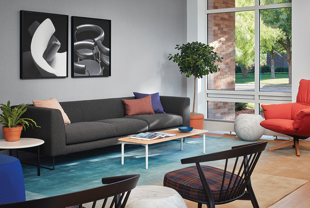 Vibrant colors and hues add a warm feel to gathering areas.